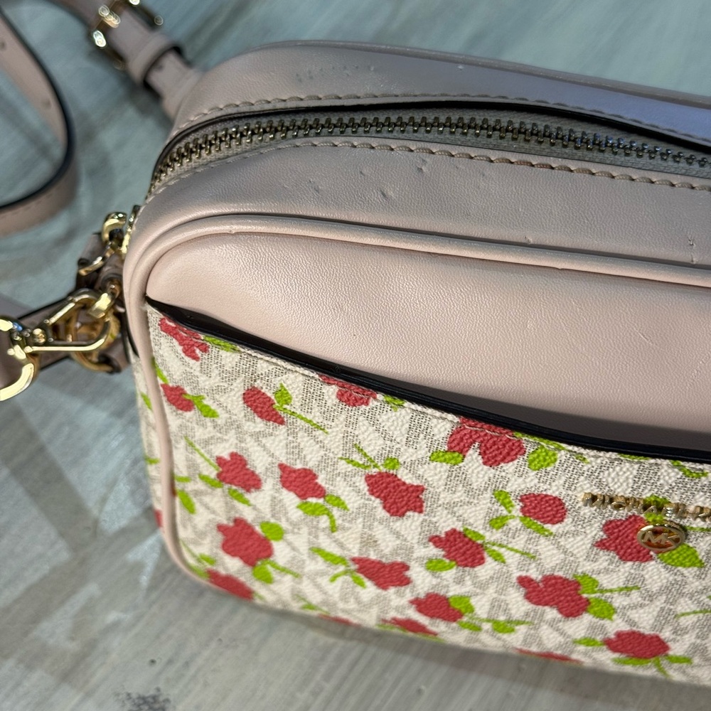 Michael Kors Pink Crossbody Bag with Red Strawberry Print - Picture 2 of 14
